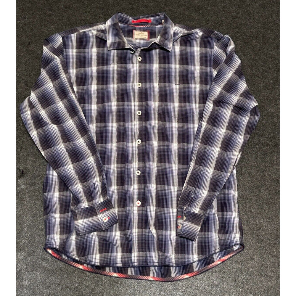 Tommy Bahama Jeans Shirt Mens Plaid Button Down Long Sleeve Island Crafted Large